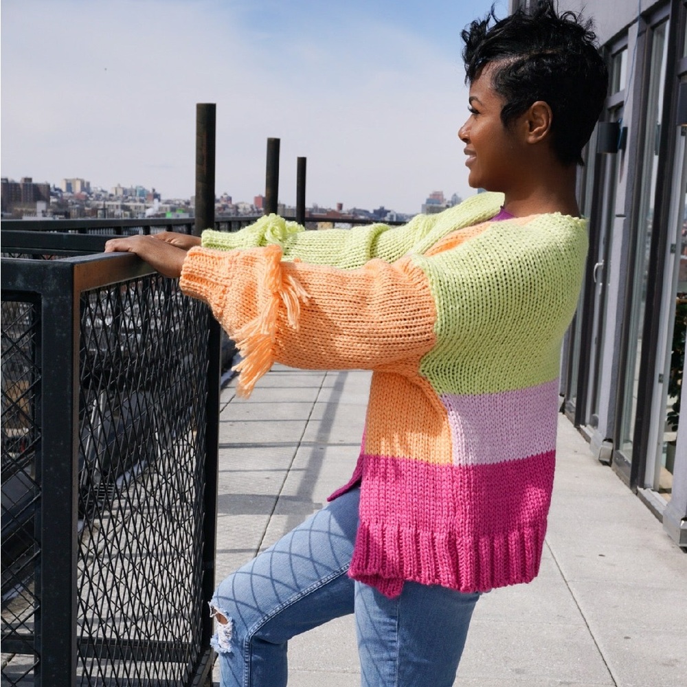 Vibrant Colorblock Women's Cardigan